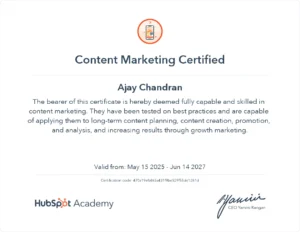 HubSpot-certified content marketing strategist from Alappuzha specializing in digital marketing