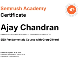 certified semrush seo fundamentals best digital marketing strategist in alappuzha