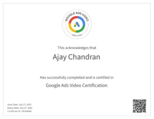 best digital marketing strategist in Alappuzha, certified in google video ads