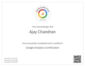 certified best digital marketing strategist in alappuzha certified Google Analytics